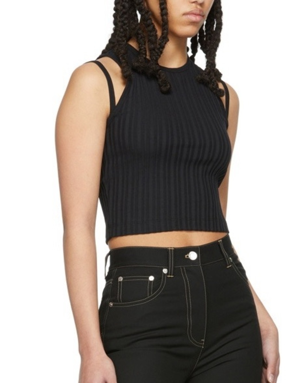 NWT Helmut Lang Rib Muscle T cropped tank black